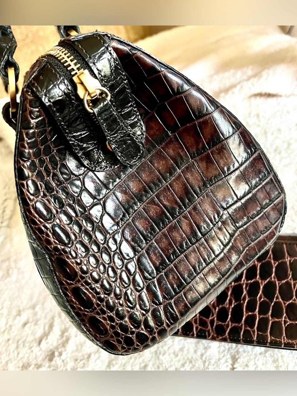 Brahmin Croc-Embossed Leather Satchel with Matching Wallet - Picture 8 of 12
